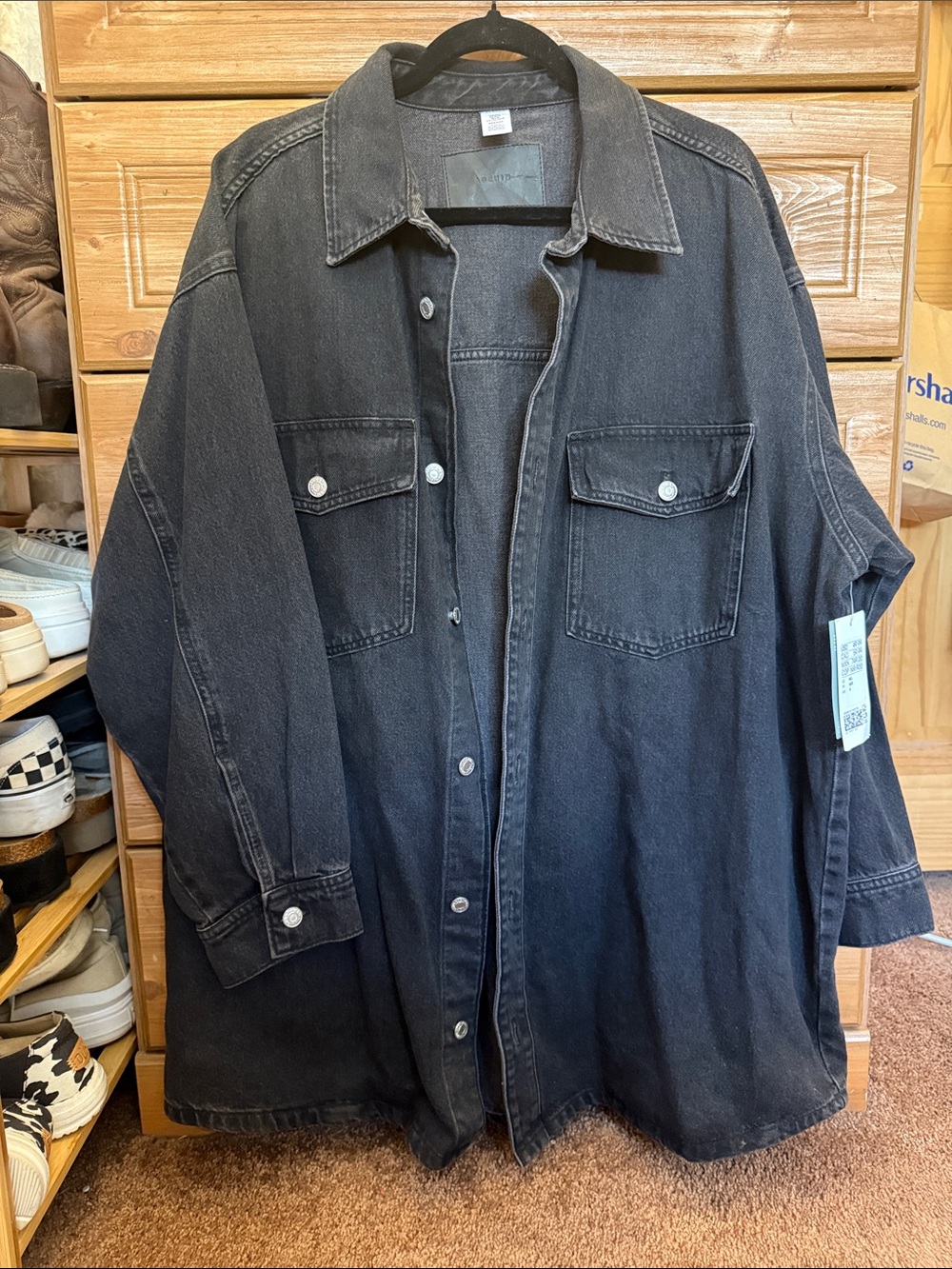 H&M Black Oversized Denim Jean Jacket